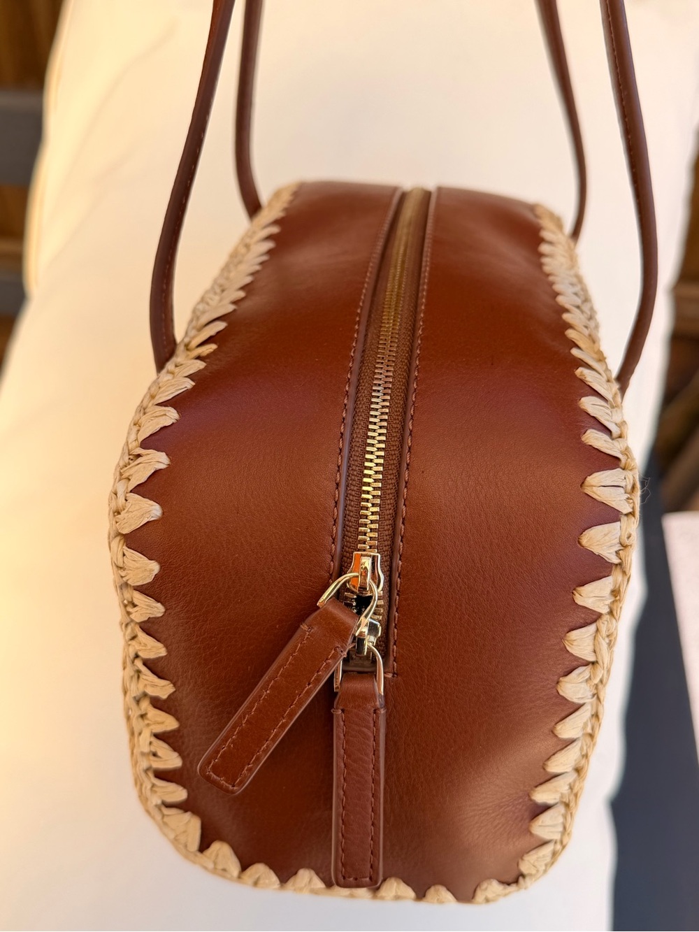 J Crew Delphine handknotted shoulder bag in straw and leather #OA1 - Picture 9 of 17